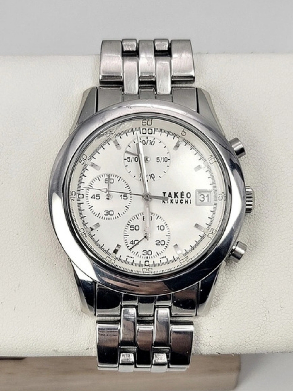 Takeo Kikuchi TK-2036 Chronograph Men's Quartz Watch White Dial Date